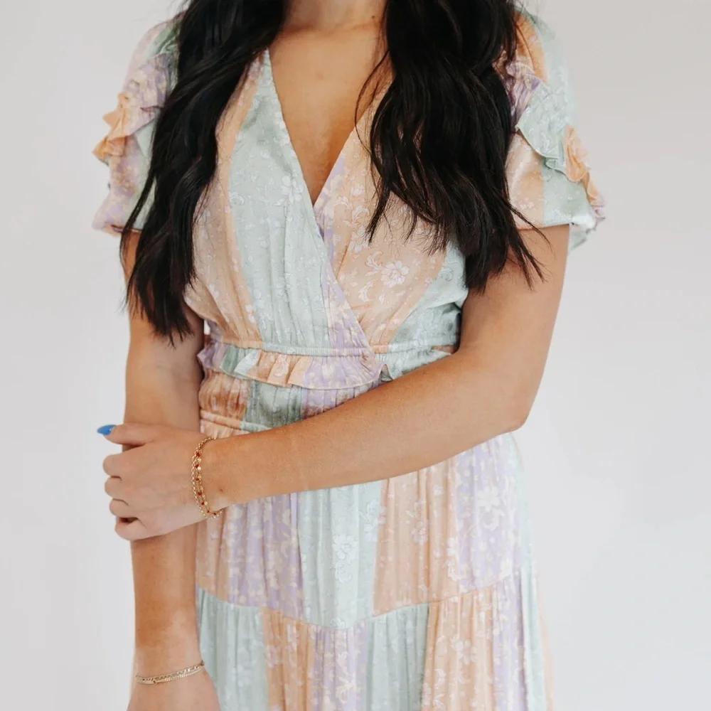 NWT Anthropologie Current Air Pastel Ruffle Maxi Dress